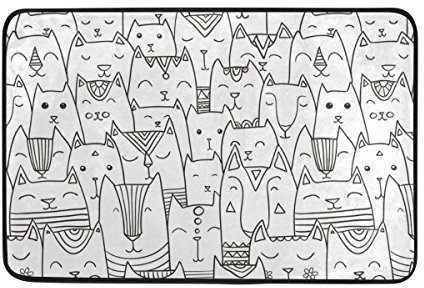 JSTEL Katze-Fußmatte waschbar Garten Büro Fußmatte, Küche ESS-Living Badezimmer Pet Eintrag Teppiche mit Rutschfeste Unterseite 59,9 x 39,9 cm