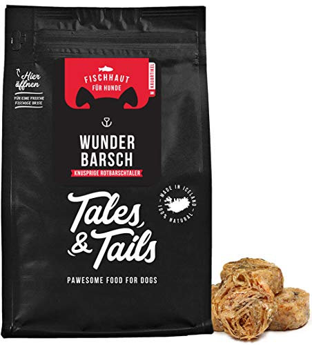 Tales & Tails Kauartikel I Rotbarschhaut I Nur 1 Zutat I Monoprotein I gesunder Kausnack I zuckerfrei und getreidefrei I 1 x 50g I Zutaten: 100% Rotbarschhaut