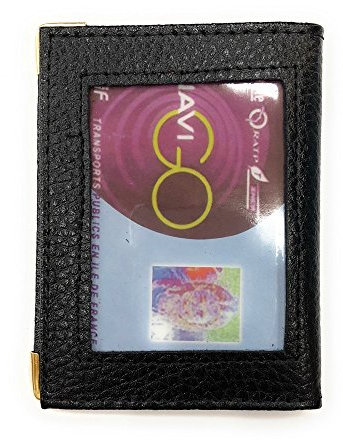 LOLUNA® Porte-Carte Simple 1 à 2 Carte Transparent Compact en Cuir Existe en Plusieurs Couleur pour Homme et Femme - Noir