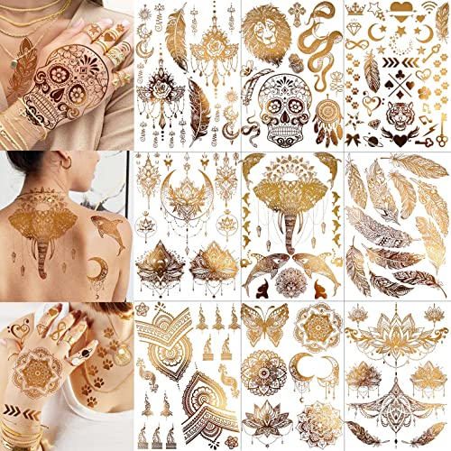 COKTAK 12 Feuilles GéméTrie Triangle Montagne Temporaire Tatouage Autocollant Couverture Femmes Corps Bras Art Dessin éTanche Faux Mer Noire Armure ForêT Tatouages Papier Temporary Tattoos