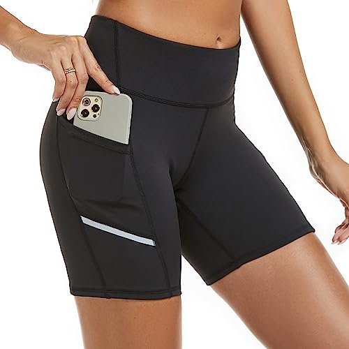 adorence Radlerhose Damen Kurz mit Tasche - Vielseitige Biker Shorts - Gym Shorts & Leggings Damen Kurz - Perfekte Sport Short Damen für Fitnessstudio und Alltag-Schwarz,M