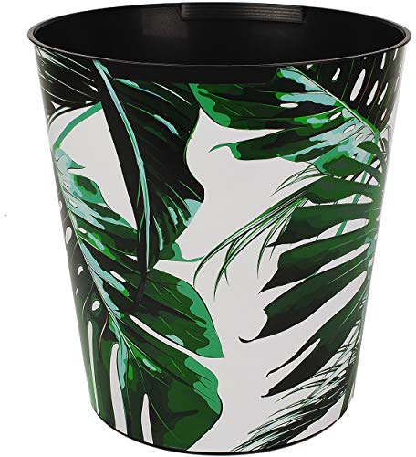 Papierkorb/Behälter - Tropische Pflanzen/Monstera Blatt/Palmen - 10 Liter - wasserdicht - aus Kunststoff - Ø 28 cm - großer Mülleimer/Eimer - Abfallei..