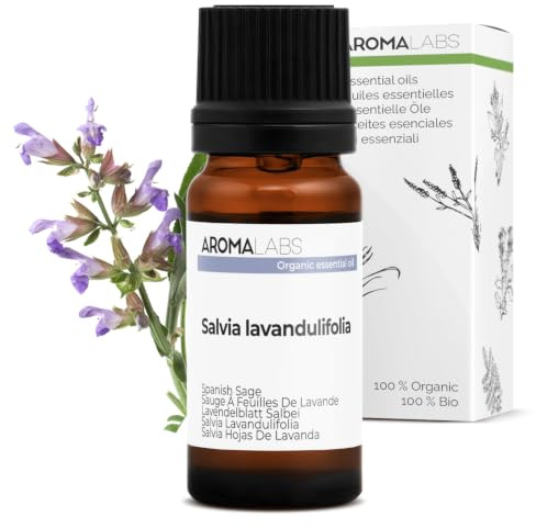 BIO - Spanish SAGE Essential Oil - 10mL - 100% Pure, Natural, Chemotyped and AB Certified - AROMA LABS (French Brand)