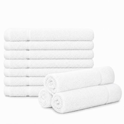 Brandsseller 10er Set Gästehandtuch 30 x 50 cm Gästetücher Frottier Handtuch mit Aufhänger Baumwolle 450 g/m² Bad Haushalt - Weiß