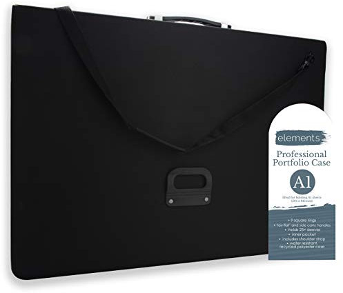 Künstler-Portfolio-Tasche – Aufbewahrungstasche für Kunstpräsentationen, Schwarz , A1 - (35.1 x 26 x 1.7), Modern