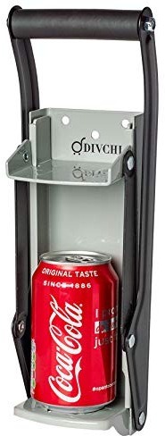 DIVCHI Heavy-Duty Can Crusher for Beer - Wall-Mounted 16oz/500ml Tool with Bottle Opener, Non-Slip Grip Handle, and Easy Setup (Silver)