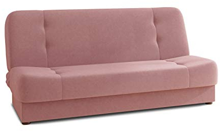 Schlafsofa Sena - Sofa mit Schlaffunktion, Velours Stoff, Bettsofa mit Bettkasten, Couch, Sofagarnitur, Couchgarnitur (Rose (Manila 09))