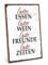 TypeStoff Holzschild mit Spruch – Essen Trinken Freunde – im Vintage-Look mit Zitat als Geschenk und Dekoration zum Thema Genuss und Küche - HS-00795