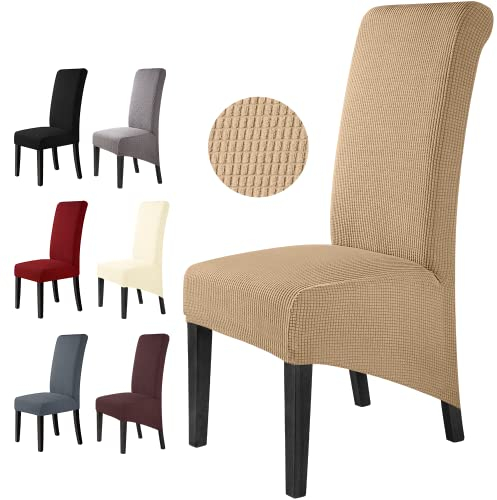 Stuhlhussen 6 Stück Elegante Stuhlbezüge Stretch Stuhlbezug Elastische Spandex XL Stuhlhussen Universal Stretchhusse Abnehmbare Waschbar Stuhlbezug für Hotel ,große Esszimmerstühle(6 Stück,Kamel)-XL