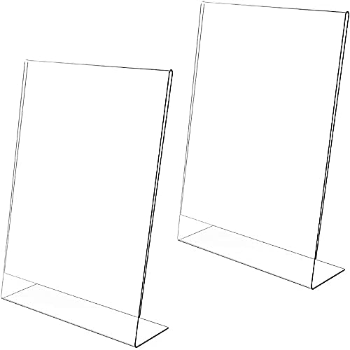 2 Stück Tischaufsteller schräg, A5 Ständer Aufsteller Tischaufsteller, L-Ständer, Thekenaufsteller Werbeaufsteller, L Form Glasklarem Acryl Menükartenhalter für Fotos, Restaurant, Cafe Shop, Büro
