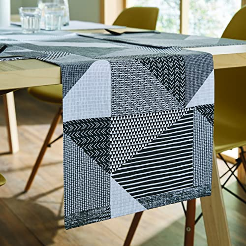 Catherine Lansfield Dining Larsson Tischläufer Geo Baumwolle 33x220 cm grau
