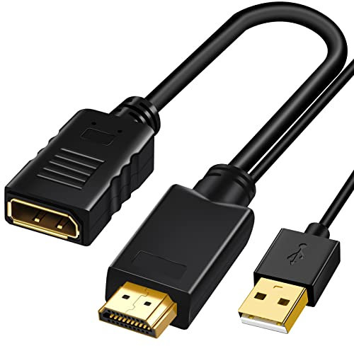 La Brodée 15CM HDMI to DisplayPort Adapter Converter 4K 60Hz, Active1.4 to DP 1.2 Female Adaptor with Audio,PC to Monitor,HDMI in Display Port out Video Lead for XBOX One,NS,Mac, Not Bidirectional…