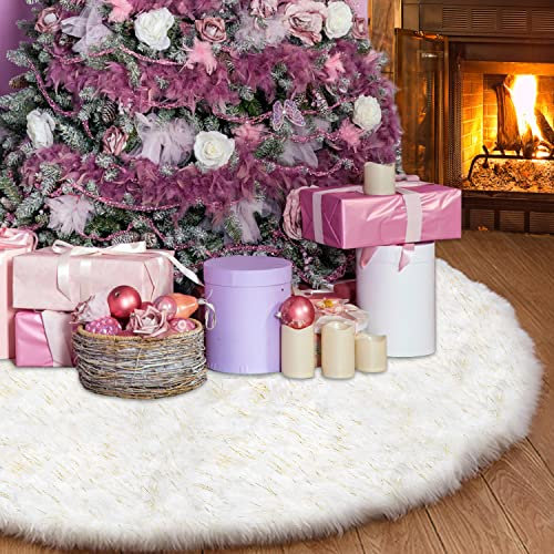 2024 NEW Luxury Plush White Faux Fur Xmas Tree Decoration - 36 INCH