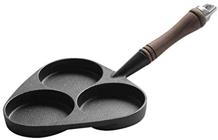 Skillet Saucepan Cast Iron 3-Cup Egg Frying Pan with Removable Wooden Handle Physical Non-Stick Egg Cooker Pans Induction Pot Frying Pan