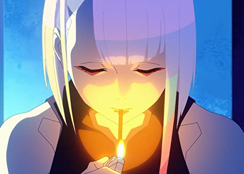 Displate Offiziell Cyberpunk Edgerunners MetallPoster Magnetische Befestigung Inklusive Lizenziert Bilder Hochwertiges Poster Lucy Smoking