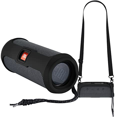 Yaowanguan Silicone Case for JBL Flip Essential 2 Portable Bluetooth Speaker,Flip Essential 2 Portable Protective Travelling Cover Sleeve(Black)