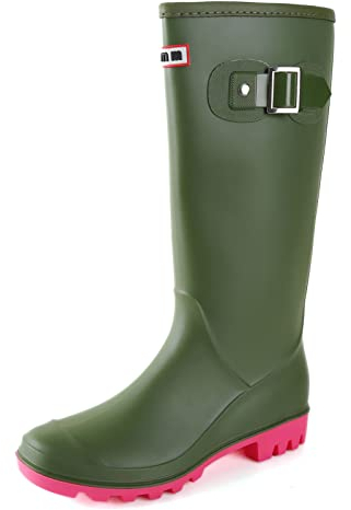 Foinledr Stivali Gomma Donna Stivali Pioggia Stivali in Gomma Stivali di Gomma Donna Stivali Impermeabili Giardinaggio Alti Stivali da Giardino Scarpe Pioggia Donna Stivaletti Pioggia, Verde, 39 EU