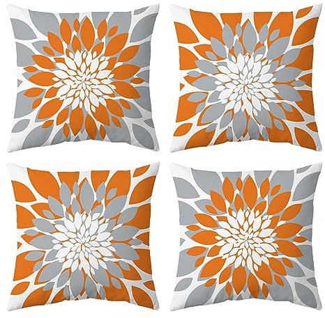 Qahing Wasserfeste Kissenbezüge für den Außenbereich, 40,6 x 40,6 cm, dekorativ, quadratisch, für Terrassenmöbel, Couch, Zelt, Sonnenbank, Orangegrau, 40,6 x 40,6 cm