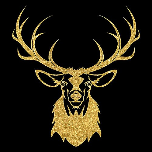 Glitzerdeals Bügelbilder Glitzer Oktoberfest Hirsch mit Geweih gold Aufbügler für Textilien Karneval Kostüm Hirsch Bügelflicken Oktoberfest Fasching Patch zum Aufbügeln Hirsch