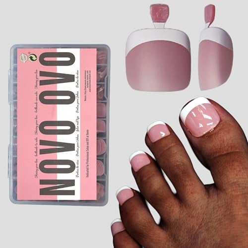 NOVO OVO Lot de 360 faux ongles à coller - Rose baies - Ongles artificiels pour orteils - En gel doux - 15 tailles