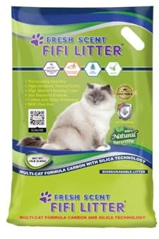 FIFI Litter All Natural,Premium Multi-Cat Formula,Bentonite/Carbon/Silica,15-Lbs. Aluminum Foil Bag,Quick Clumping,99.9% Dust Free,Long -Lasting Odor Control,Non-Tracking, Super Absorbent, Fresh Scent
