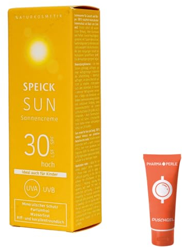 Speick Sun Sonnencreme LSF 30, 1x 60 ml I für Gesicht und Körper I Feuchtigkeitsspendend I 100% natürlich-mineralischer Sonnenschutz I Spar-Set plus Pharma Perle give-away