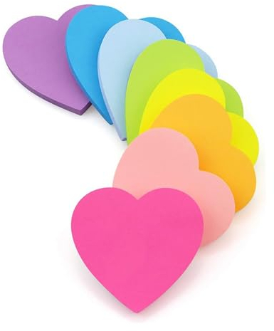 KEWUZY 656 Stück Haftnotizen, Klebezettel zum Beschriften, 6 Farbe Notizzettel Bunt Selbstklebende Klebezettel Liebe Form, To-Do-Listen und Erinnerungen Wiederaufklebbar, für Schule, Zuhause, Büro