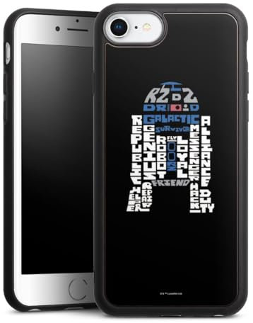 Holz Case kompatibel mit Apple iPhone 7 Walnuss Handyhülle Echtholz Hülle Star Wars Fanartikel Roboter