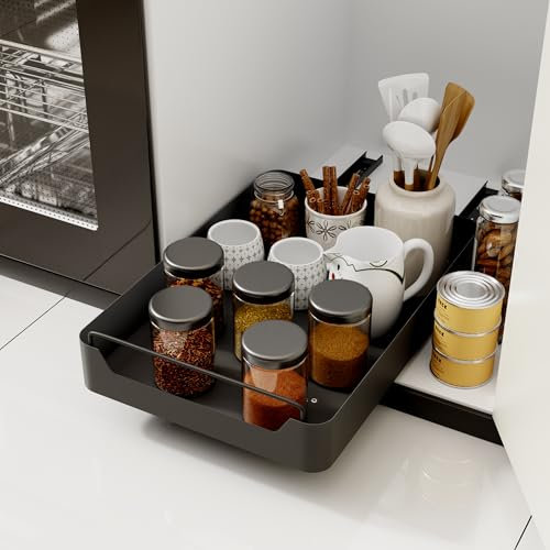 Giklux Cajones Extraibles Deslizantes Cocina, 35CM Cajon Telescopico Adhesivo, Cajon Bandeja Extraible Mueble, Gaveta Deslizante para Cocina, Organizador de Cocina Ausziehbar Schublad