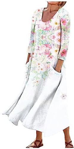 Kleid Damen Tank-Sonnenkleid Ballkleider Sommerkleid Damen Sommer Sommerkleid Kurze Strandkleider Kleid Schwarz Swing V-Ausschnitt Sommerkleid Kleider Für Hochzeitsgäste Sommerkleider Damen(3-Pink,S)