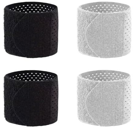 EHDWXVZM 4 Stück Dünne Sportarmbänder, Atmungsaktive Handgelenkbandagen, Elastische Handgelenkbandagen, Handgelenkstützbandagen, Verstellbare Handgelenkbandagen, Sportzubehör (Schwarz, Grau)