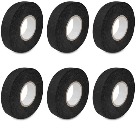 Lectorias 6 Pcs Ruban Adhésif Isolant Électrique, Rubans Noir Electricien, Ruban Tissu Electrique, Résistant à la Chaleur Ruban, Rubans de Câbles Automobile, Ruban en Tissu pour Faisceaux