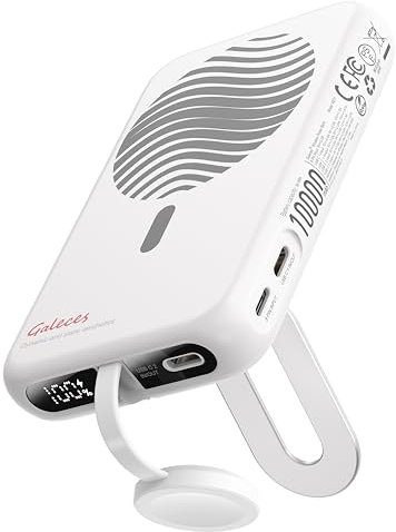 Galeces Magnetic Power Bank for iPhone & iWatch,10000mAh Wireless Portable Charger for Mag-safe Battery Pack,PD20W Fast Charging PowerBank,with USB C in & out and LED Display for iPhone 16/15/14/13/12