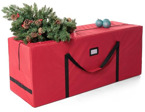 JOIEDOMI 9ft/274.32cm Bolsa Arbol Navidad, para árbol de Navidad artificial desmontado, resistente 600D Oxford bolsas de árbol, bolsa de almacenamiento de árbol de Navidad impermeable (Rojo)