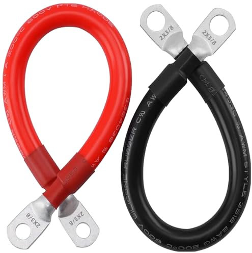AUTOXBERT Satz 2 AWG Gauge 33mm2 Batterie Kabel Wechselrichter Litzenkabel Ringösen 8mm M8 Für Power Supply