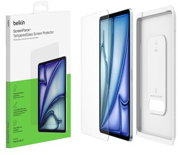 Belkin ScreenForce – Protection d'écran en verre trempé pour Apple iPad Air 11 6ème génération, fin, extra durable, résistant aux rayures, installation facile, compatible avec étui et stylet Apple
