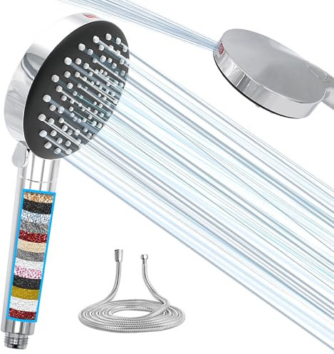 SANYCASA Shower Head with Filter 6+1 Jet Modes with Hose Shower Head Water Saving High Pressure for Hard Water