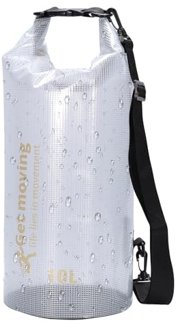 wokdsbl 10L wasserdichte Tasche, Dry Bag 2L/5L/10L/20L mit Handy-Wasserschutztasche,Verstellbarer Schulterriemen, Transparentes Design, Ideal für Schwimmen, Kajakfahren, Wandern