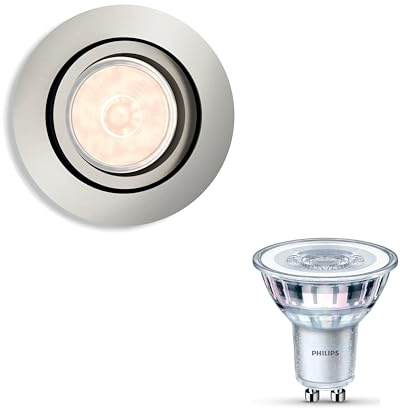 Philips Donegal Einbaustrahler (Mat Chrom) - Rund - GU10 - Warmweiß - SceneSwitch - Einfach Dimmbar mit Ihrem klassischen Schalter