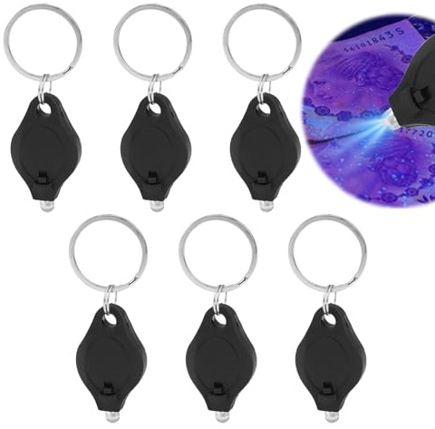6Pcs Note Checker Blacklight Mini LED Keychain Torches Keychain Flashlight | Torch with UV Detector Pocket-Sized Torches Money for Paper Notes Money Checker Verification Pocket Small Keyring Torch