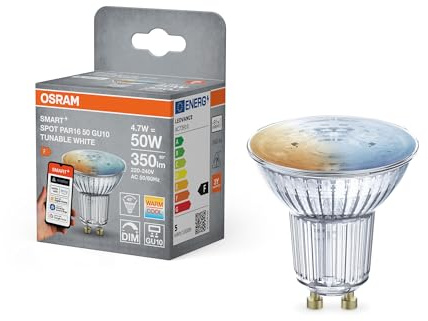Osram SMART+ LED-Spot PAR16, GU10 Reflektor, Tunable White, dimmbar, Matter over WiFi, steuerbar per App, Alexa, Google und Apple