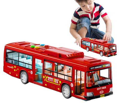 City Bus Score - Large Electric Game Vehicle, Educational Battery Bus Model | Realistic Music Light Effects, Moving Open Doors, Toys