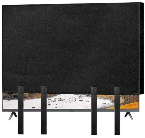 TV Cover for Moving 70~75 Flat Screens, Black TV Protective Cover with Bottom Strap, Flat Screen TV Display Screen Protector for Protection During House Moving, Painting, Renovation
