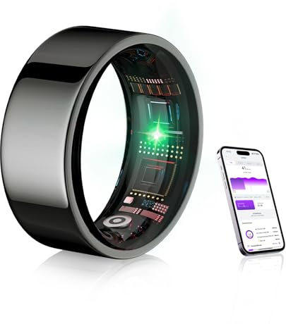 IUHFSIFS Smart Ring 5.Gen【Branchen Nr.1 – 0 Messfehler】& Sportspezifisch Smartring für Damen Herren Schlafen, Herzfrequenz, SpO2, 200 Modi für Android IOS Schwarz 9#