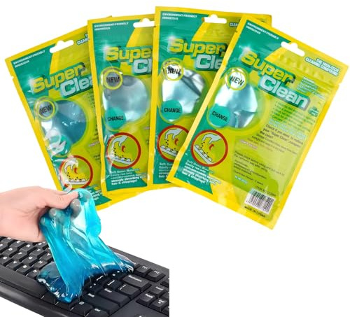 4 Stück Tastaturreiniger Gel,Wiederverwendbares,Reinigungsgel Auto,Reinigungsschleim,Tastatur Reiniger Gel,Reinigungs Schleim für Auto Innenraum,Laptop,Tastatur,PC,Kamera,Drucker und Taschenrechner