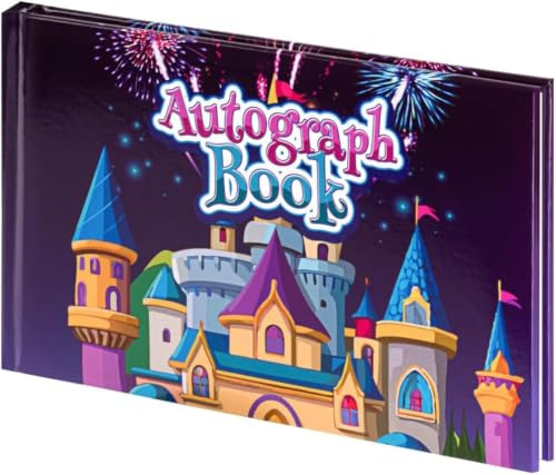 Livre d'autographes pour parc à thème Disney ou vacances de croisière – Livre de signature à couverture rigide château, reliure cousue, pages épaisses sans bavure, compact 12,7 x 20,3 cm