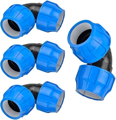 RP RIEGOPRO – Codo Igual PE para Tuberías de Agua y Riego | Fitting Polietileno Alta Presión | Uniones Seguras para Jardín, Huerto y Agricultura (4 Unidades, 25mm)