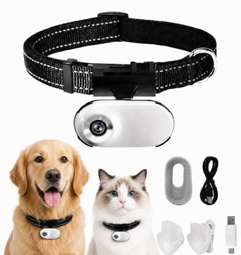 ehomful Cámara POV para mascotas 1080P para gatos y perros, grabadora de video de collar portátil, cámara corporal compacta para aventuras al aire libre, tiempo de juego en interiores y actividades