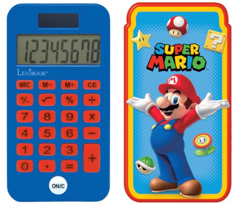 Lexibook, Super Mario, Taschenrechner, rot/blau, C45NILXB | Schutzhülle, erweiterte Funktionen, Batteriebetrieb