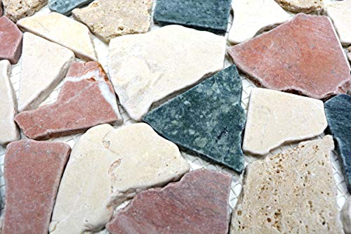 Mosaik Bruch/Ciot mix Random Marmor Naturstein Küche, Mosaikstein Format: 15-69x8 mm, Bogengröße: 60 x 100 mm, 1 Handmuster ca. 6x10 cm